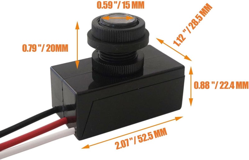 Heluok 2 Pack DC12V 24V 36V 48V Photoelectric Switch for Outdoor Lights, Dusk to Dawn Sensor, Auto ON Off Light Switch Controller, Raintight Automatic Photocell Light Sensor - 5A(DC 8-50V) - Image 2